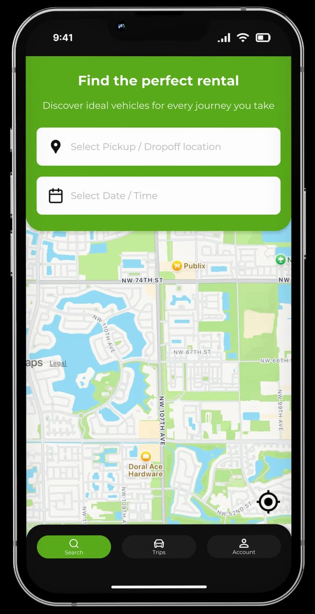 Choose Location & Dates interface